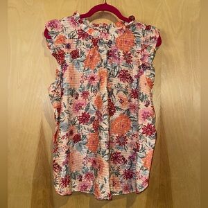 LOFT Pink and Orange Floral Top